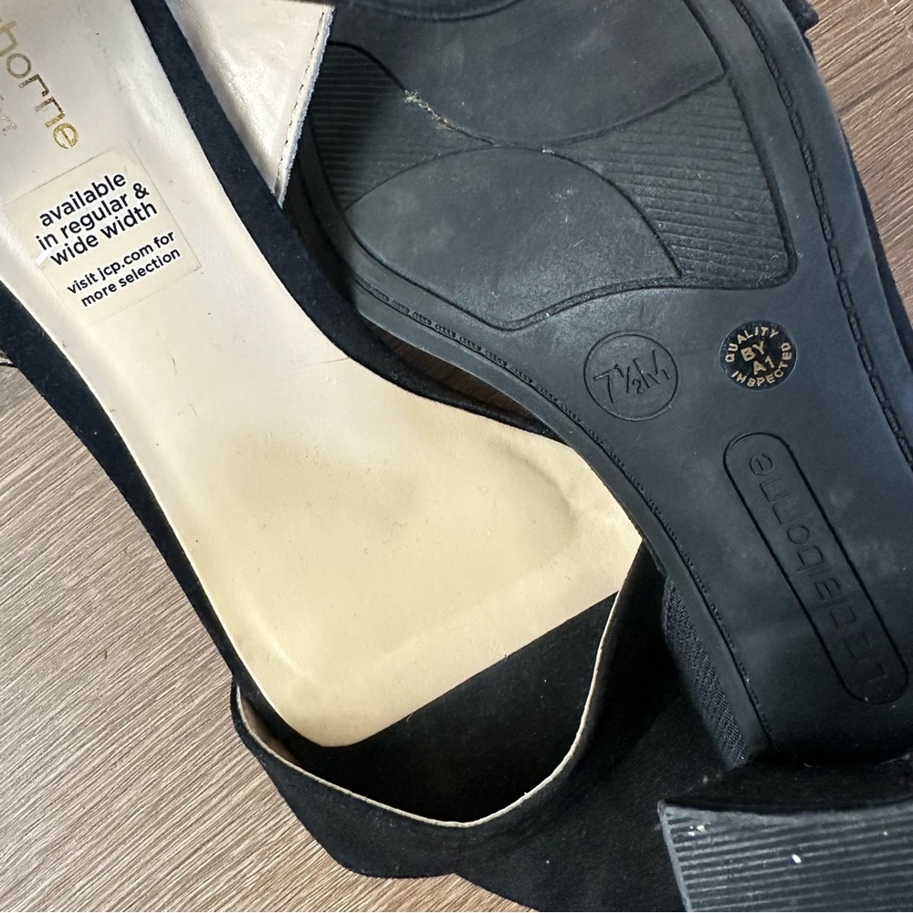 Liz Claiborne Eastwick Women's Black Elastic Ankle Strap Heels 7.5M - Picture 5 of 6